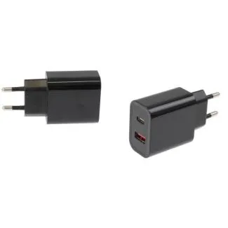 Stikkontakt oplader m. 2 indgange USB-A/USB-C - 945028
