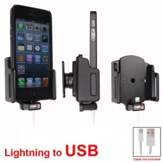 Brodit Passiv mobilholder m. kabeltilslutning lightning til USB til Apple iPhone 5/5S/5C/SE B:59-63 D:6-10 - 514435