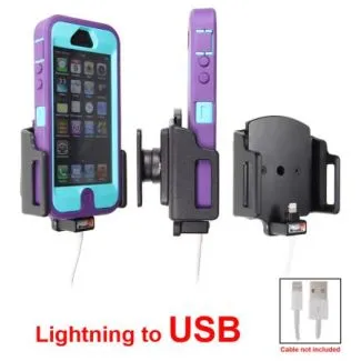 Brodit Passiv mobilholder m. kabeltilslutning lightning til USB til Apple iPhone 5/5S/5C/SE B:62-77 D:9-13 - 514437