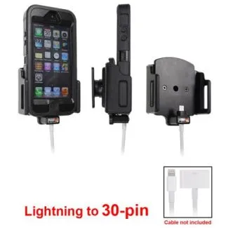 Brodit Passiv mobilholder m. kabeltilslutning 30 pins adapter til USB til Apple iPhone 5/5S/5C/SE B:62-77 D:6-10 - 514439