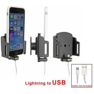 Brodit Passiv mobilholder m. kabeltilslutning lightning til USB til Apple iPhone 6/6S/7/8/X/Xs/SE 2020 B:62-77 D:2-10 - 514795