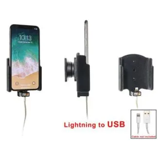 Brodit Passiv mobilholder m. kabeltilslutning lightning til USB til Apple iPhone X/Xs Fnugget- 514997*