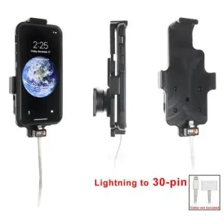 Brodit Holder m. kabeltilslutning til 30 pin adapter til Apple iPhone X/Xs m. el. u. beskyttelsescover - 515998