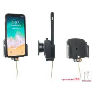 Brodit Holder m. kabeltilslutning lightning til USB til Apple iPhone X/XR/Xs/11 B:70-83 D:2-10 - 714013