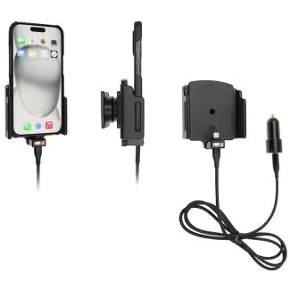 Brodit Aktiv holder m. cigar adapter til Apple iPhone 15-17 pro B:70-83 D:6-10mm - 721370