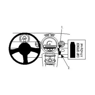 Brodit Proclip Monteringsbeslag - Mini Cooper 07-14, Clubman 08-15, Convertible 08-16, Coupé 11-16, One 07-15 og Roadster 11-16 (KUN til modeller m. øvre handskerum)