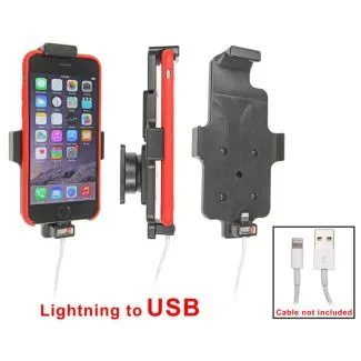 Brodit Passiv mobilholder m. kabeltilslutning lightning til USB til Apple iPhone 6/6S/7 m. el. u. beskyttelsescover - 514662