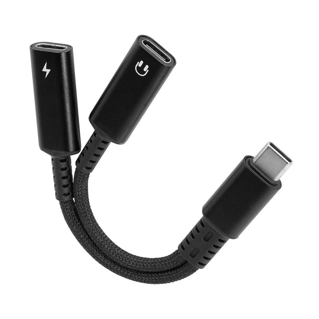 USB-C Splitter 60W PD + Data/Audio med DAC