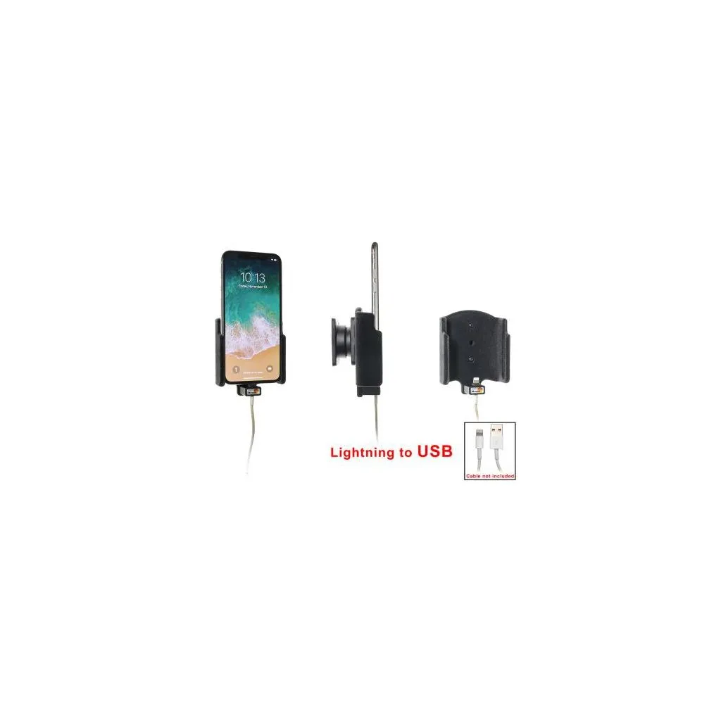 Brodit Passiv mobilholder m. kabeltilslutning lightning til USB til Apple iPhone X/Xs Fnugget- 514997*
