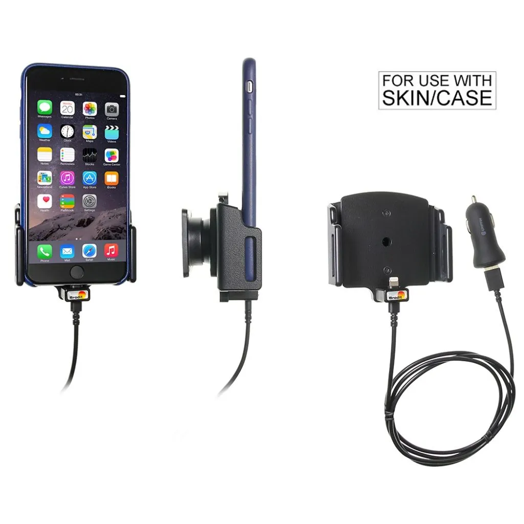 Brodit Aktiv Holder med cigar adapter til Apple iPhone 6 Plus/6S Plus/7 Plus/8 Plus/X/XR/Xs/Xs Max/11/11 Pro B:75-89 D:2-10mm - 521667