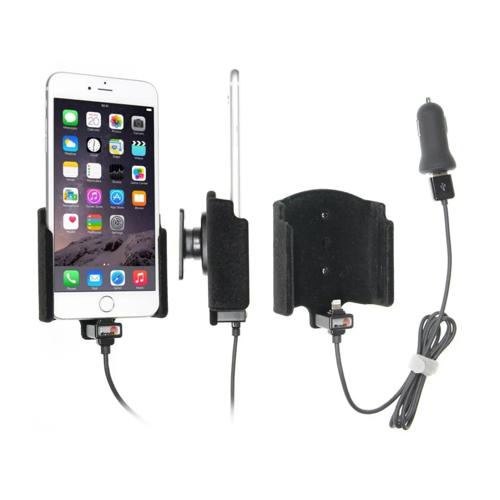 Brodit Aktiv Mobilholder med cigar adapter til Apple iPhone 6S Plus/7 Plus/8 Plus/Xs Max - 521804
