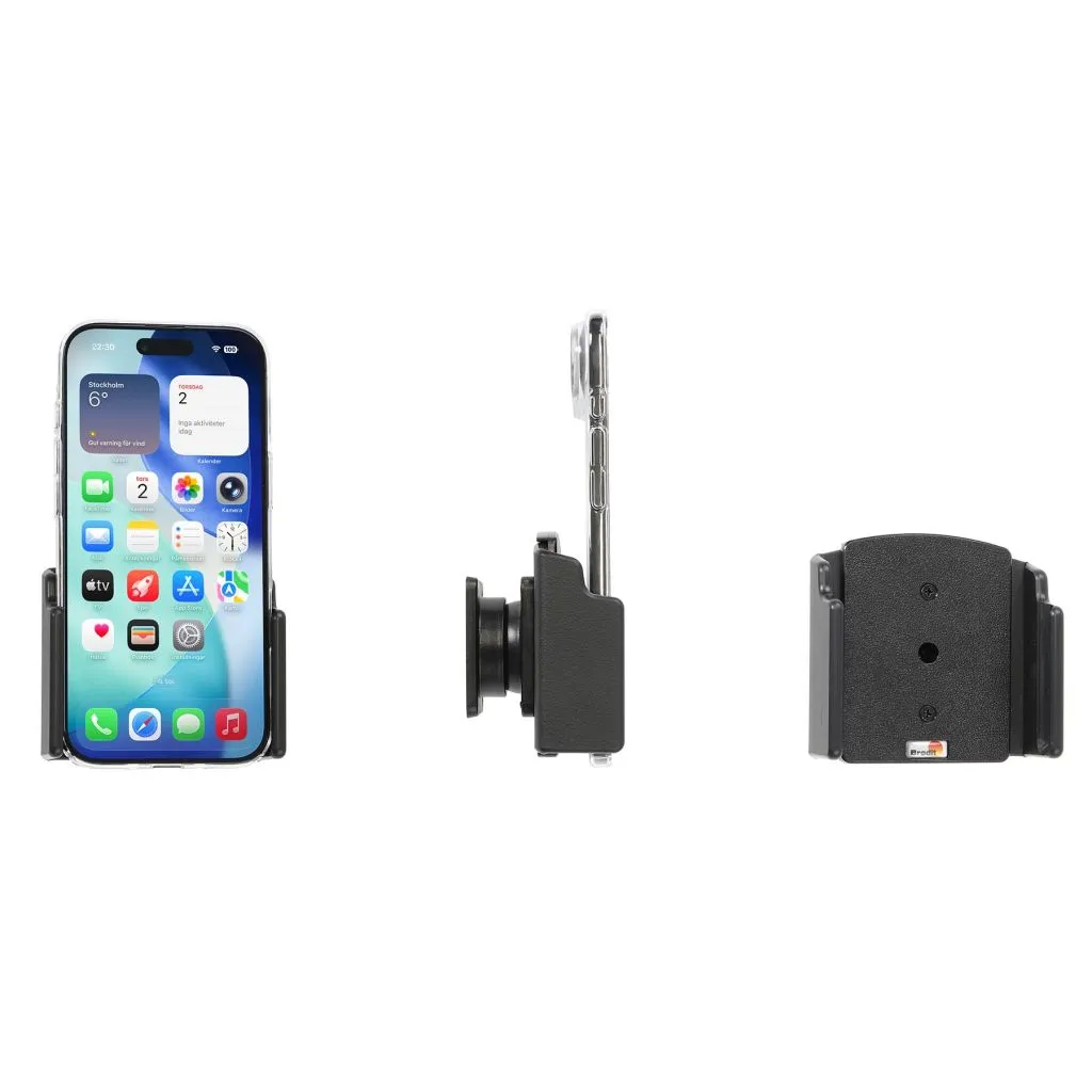 Brodit Passiv mobilholder til Apple iPhone Air/11 pro/11/Xs/XR/X m. Beskyttelsescover B:70-83 D:2-10- 711013