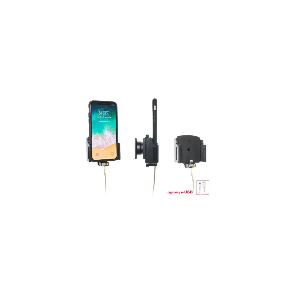 Brodit Holder m. kabeltilslutning lightning til USB til Apple iPhone X/XR/Xs/11 B:70-83 D:2-10 - 714013