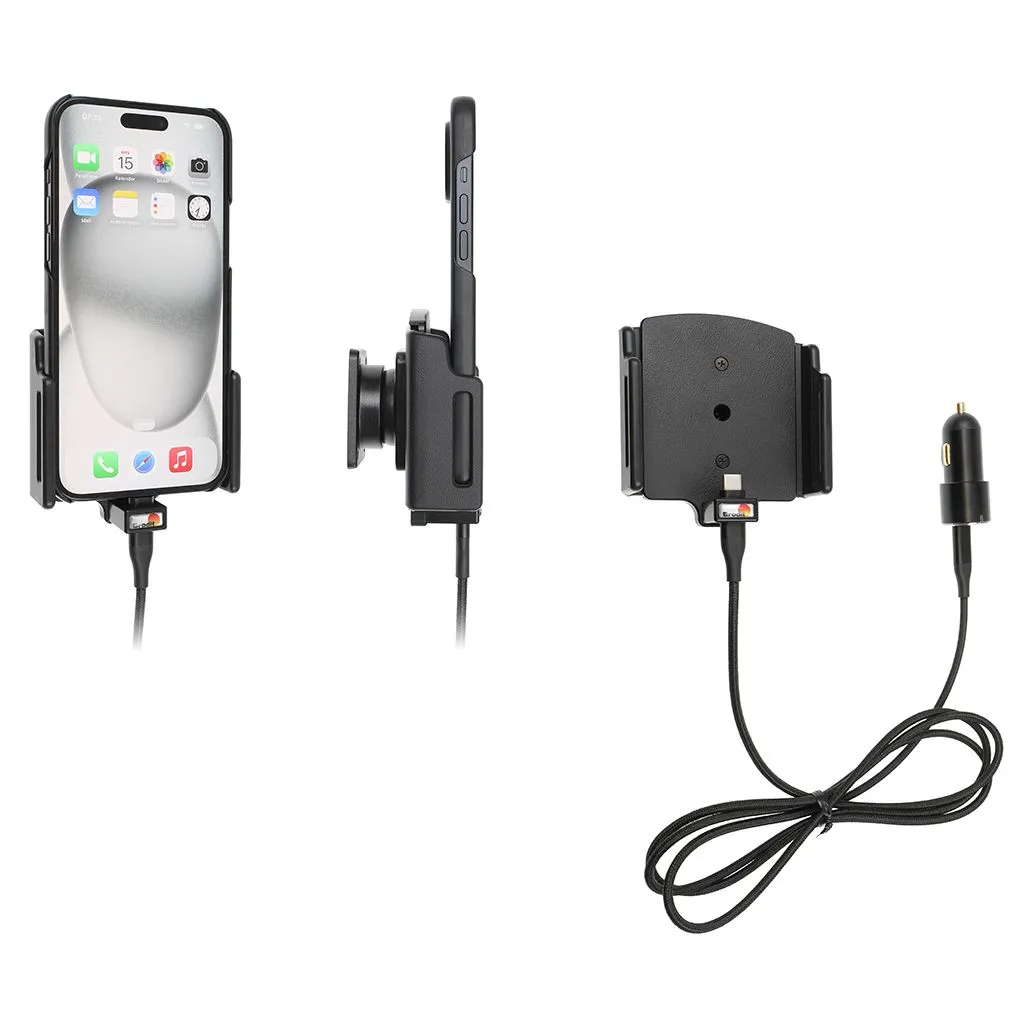 Brodit Aktiv Mobilholder med cigar adapter til Apple iPhone 15 Plus/15 Pro Max B:75-89 D:6-10mm - 721371