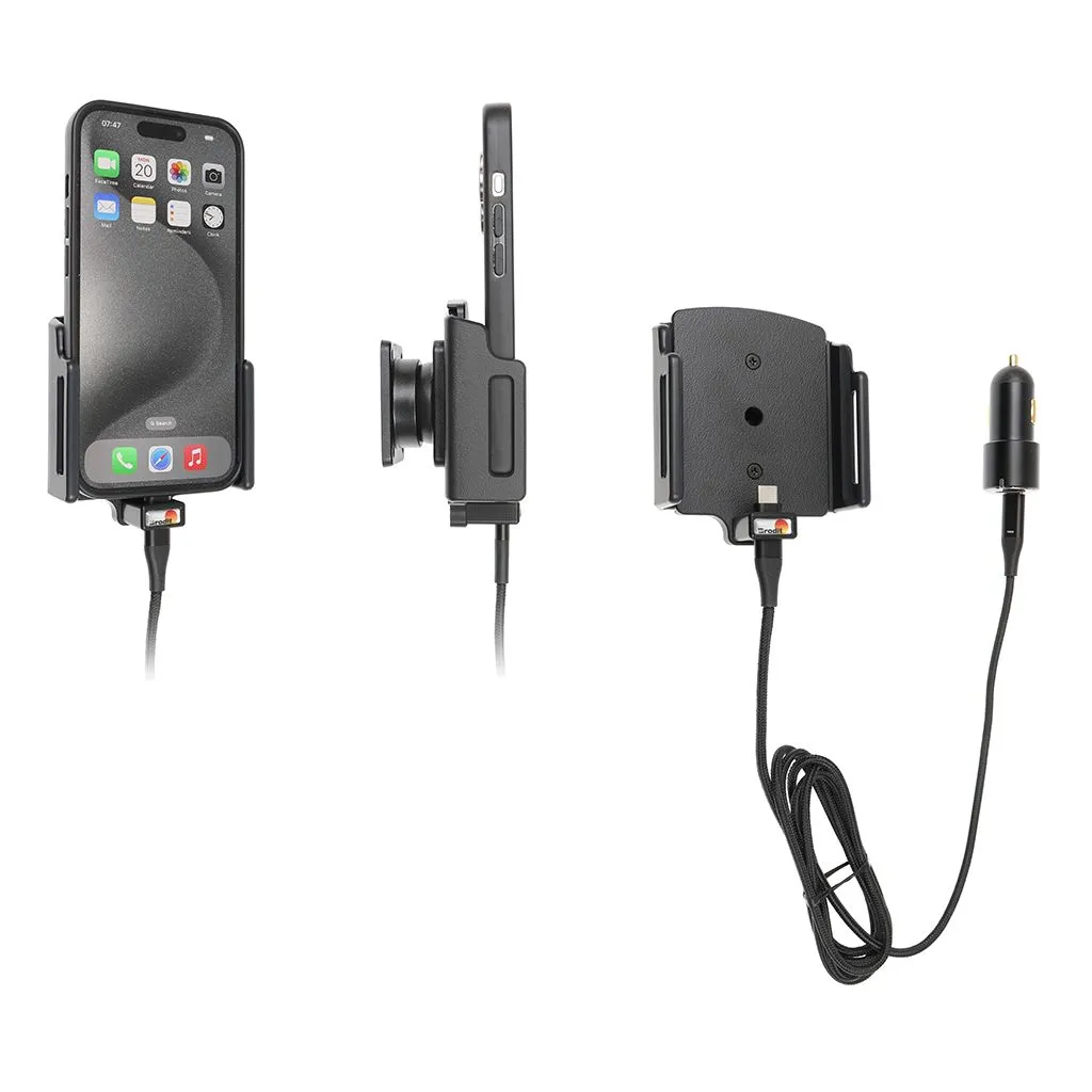 Brodit Aktiv Mobilholder til Apple iPhone 15/15 Pro/16/16 Pro/16e/17/17 pro B:70-83 D:8-12mm - 721376