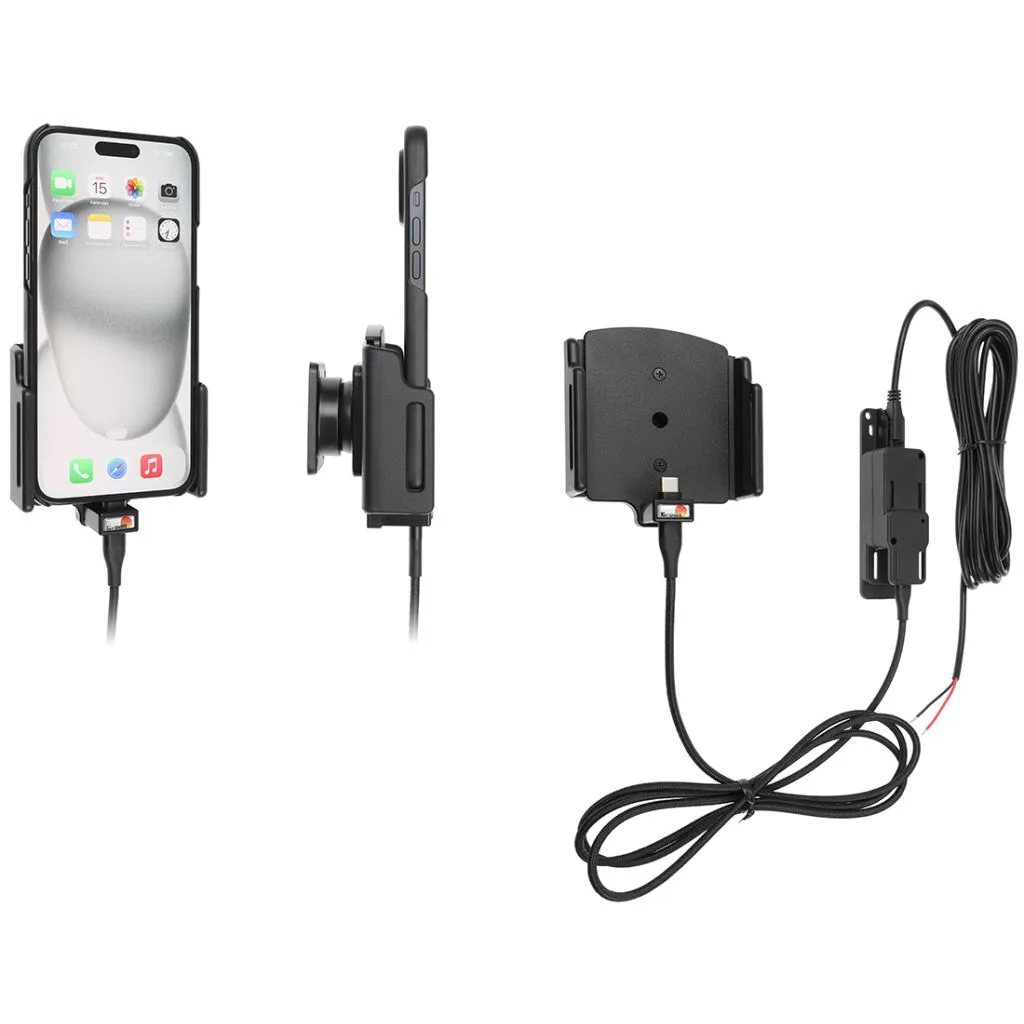 Brodit Faststrøms Aktiv mobilholder til Apple iPhone 15 Plus - 17 pro Max m. cover B:75-89 D:6-10mm - 727371