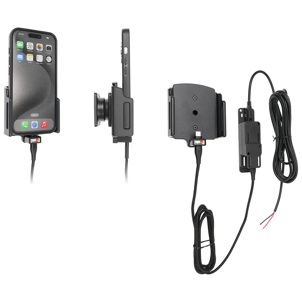 Brodit Faststrøms holder til Apple iPhone 15/15 pro/16/16 pro/16e/17/17 pro m. cover B:70-83 D:8-12mm - 727376