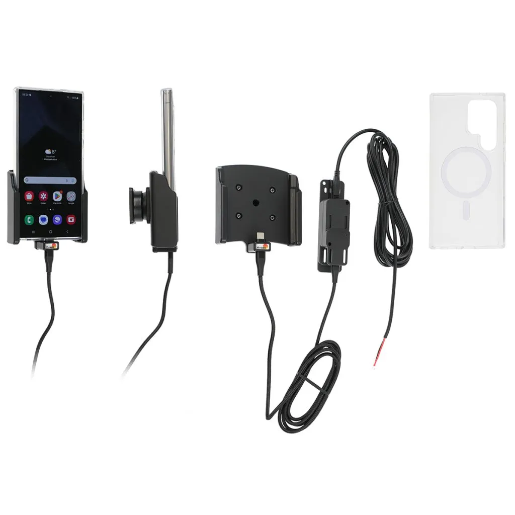 Brodit Faststrøms Aktiv Holder til Samsung Galaxy S24 Ultra Inkl. Brodit Magnetisk Hybrid Cover - 727406