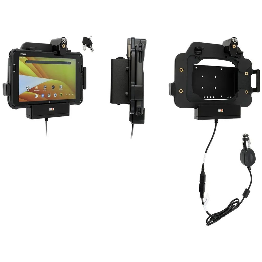 Brodit Aktiv Holder m. nøglelås og cig-stik til Zebra ET401 8” m. Rugged Boot / Expansion Back – 735464