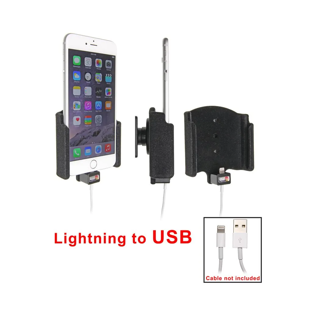 Brodit Passiv mobilholder m. kabeltilslutning lightning til USB til Apple iPhone 6 Plus/6S Plus - 514661*