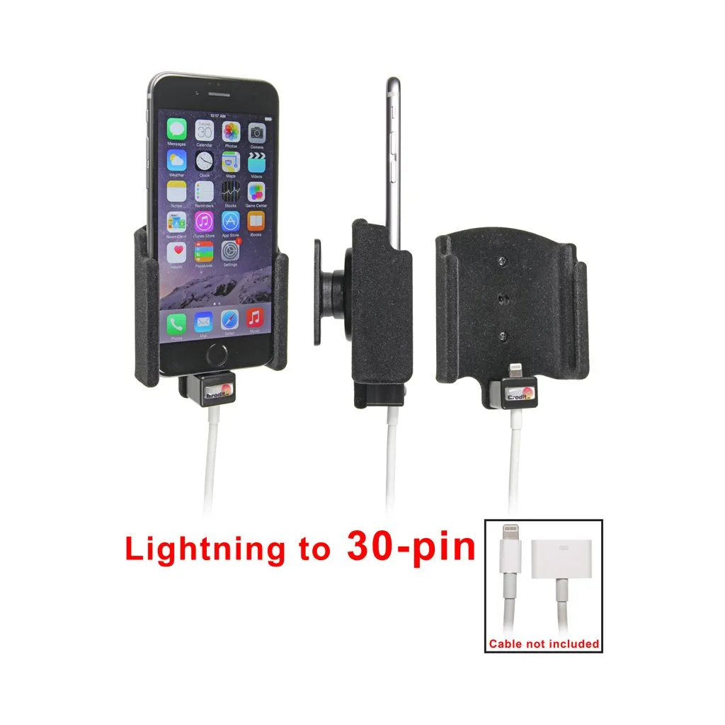 Brodit Passiv mobilholder m. kabeltilslutning lightning til 30 pin adapter til Apple iPhone 6/6S/7/8 - 515660*