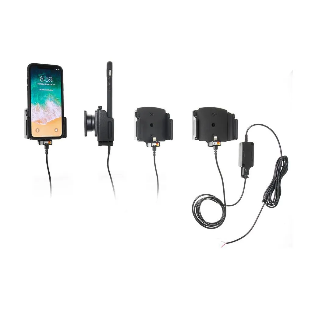 Brodit Faststrøms Aktiv mobilholder til Apple iPhone X/XR/Xs/11 Justerbar B:70-83 D:2-10mm - 727013